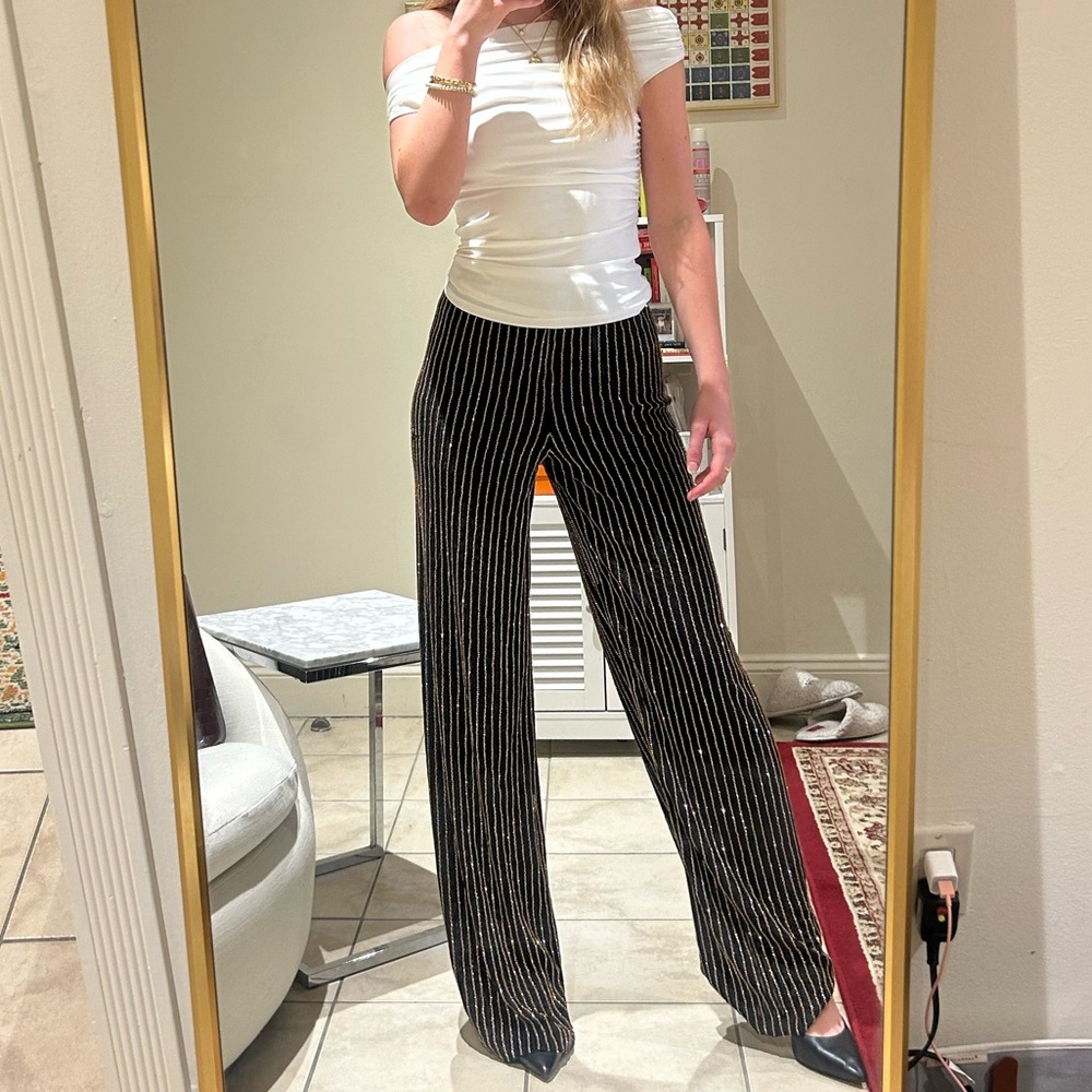 Alice + Olivia Black Embellished Pants